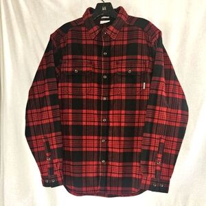 Columbia Sportswear Heavyweight Dark Red And Black Flannel Shirt Sz Mens M